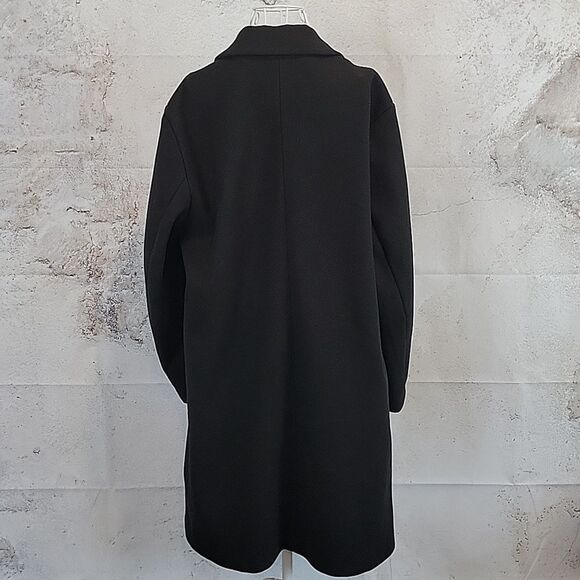 H&M classic style longcoat in black wool blend peacoat Women's Size L - Picture 7 of 11